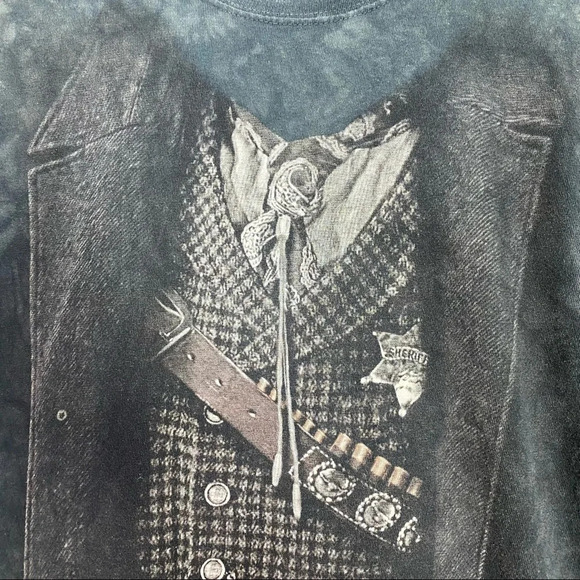 The Mountain Tshirt Medium Nevada Saloon Western Costume Print Tie Dye Tee Black - Picture 4 of 9